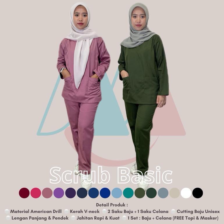 Sales Baju Ok Lengan Panjang Oka Scrub  Baju Jaga Dokter Perawat Medis Pria Wanita