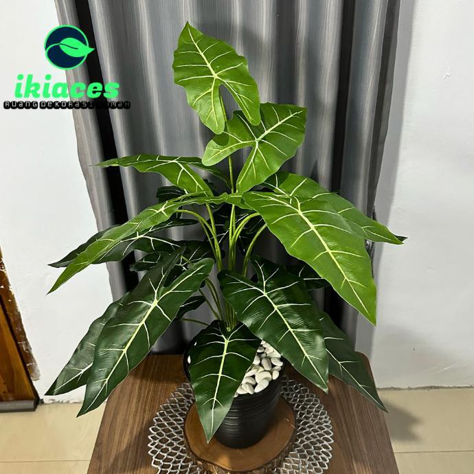 Daun Keladi Hias Plastik Pot Bunga Sudut Rumah Daun Caladium Jumbo Artifisial Dekorasi Tanaman Hias 