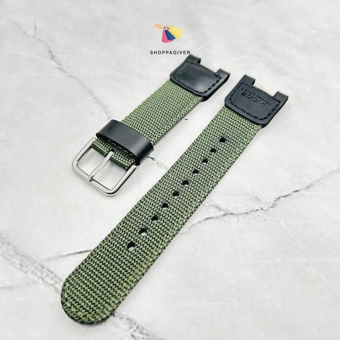 Strap Tali Canvas Nilon Casio SGW-100 GW-3500 GW-3000 PAS-400B Hijau 200M