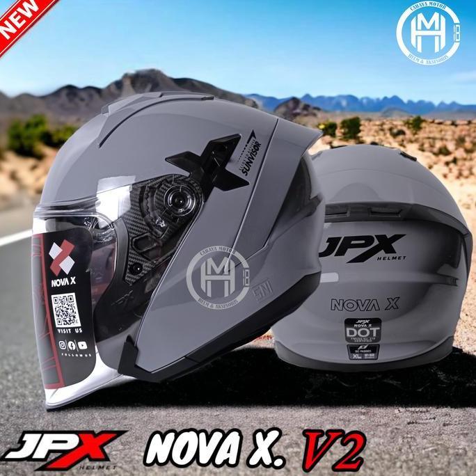 HELM JPX NOVA X SOLID DARK GREY GLOSSY v2| model njs kairoz