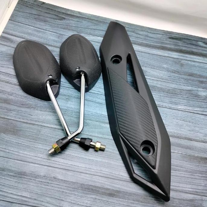 DF151 >> tutup tameng knalpot cover knalpot beat fi eps 2016-2019 + spion beat chkrome ORI standar b