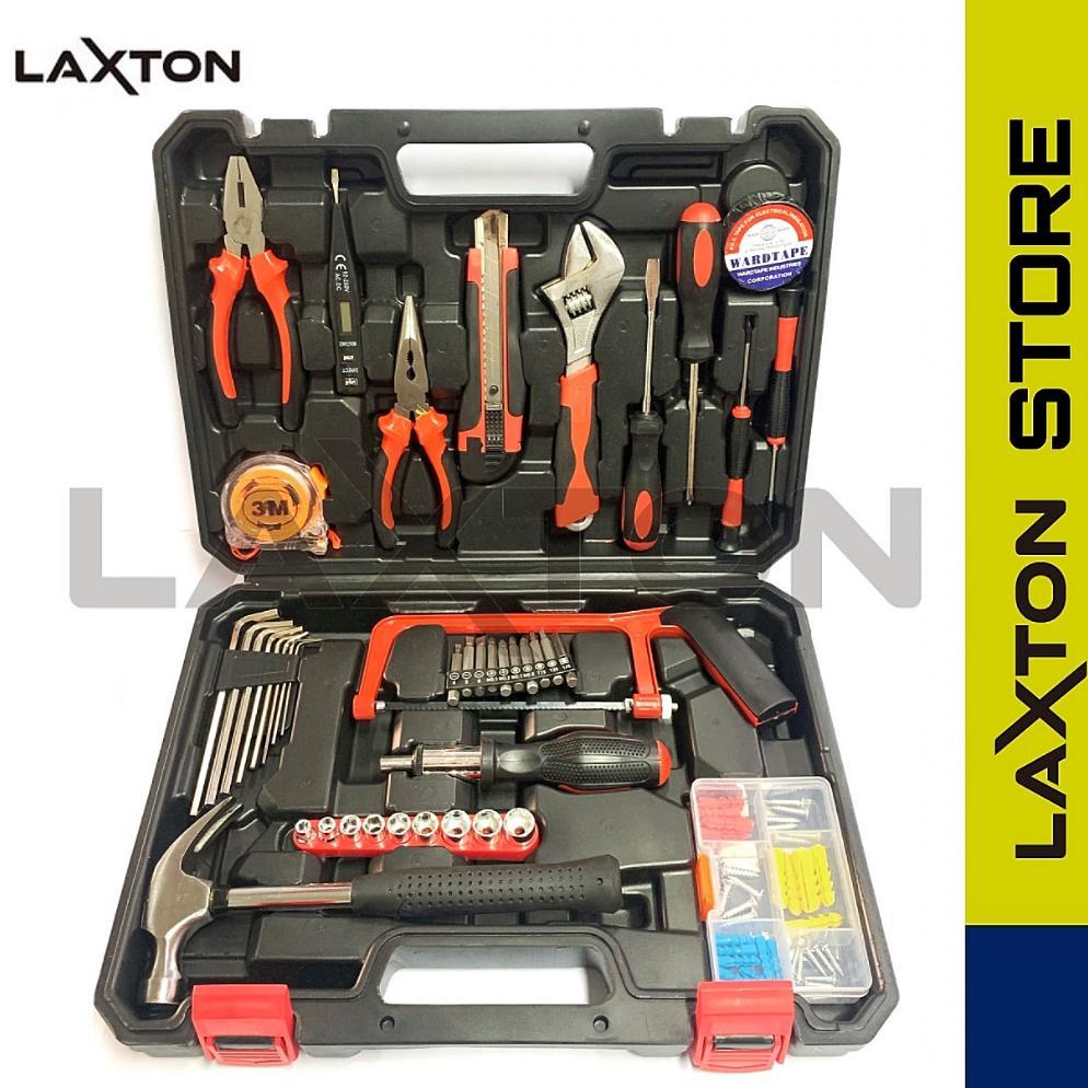 LAXTON L03-100 Toolkit Serbaguna Obeng Tang Palu, Alat Perkakas Lengkap untuk Rumah & Bengkel
