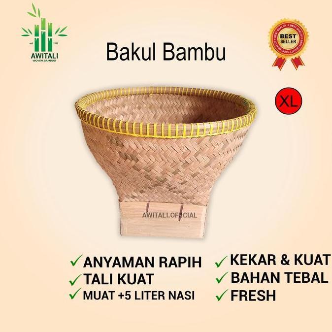 Lansungkirim- Bakul Nasi Bambu Kecil Besar Jumbo Awitali Tempat Nasi Boboko Kul Bambu