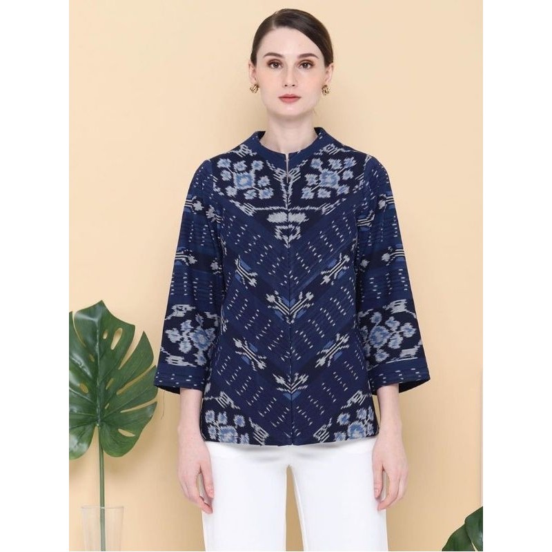 BLOUSE TENUN LURIK JEPARA NAVY