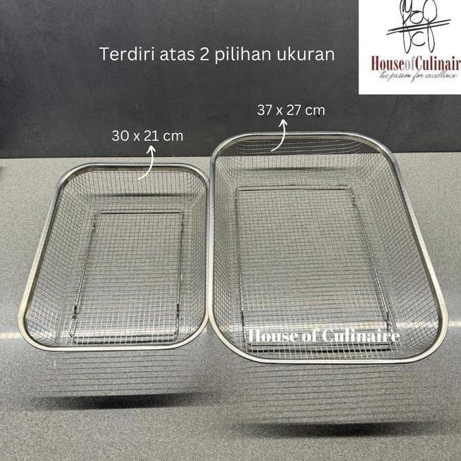 Equip- Saringan Kotak Keranjang Buah Peniris Minyak Baskom Cuci Sayur Stainless