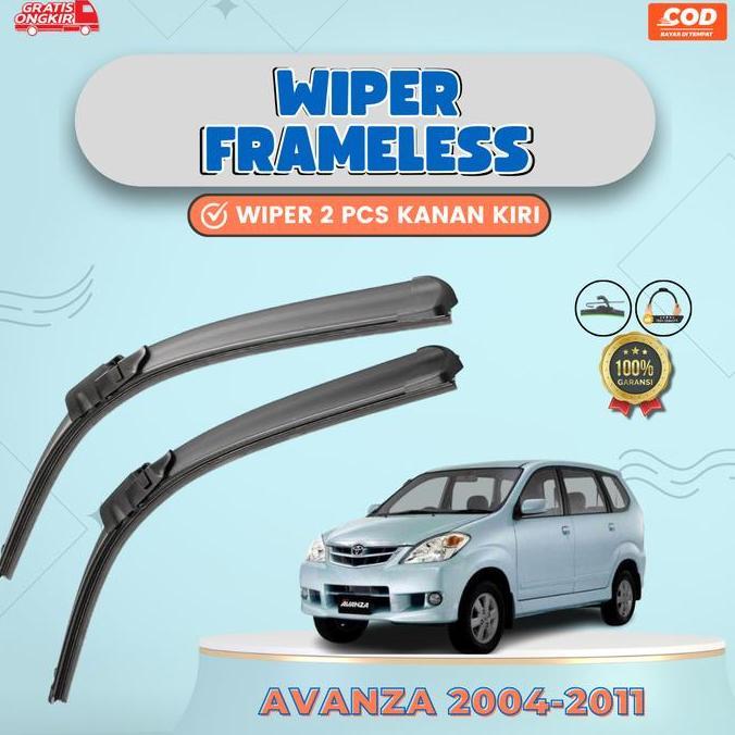 WIPER MOBIL AVANZA 2004-2011 SEPASANG KIRI KANAN WIPER FRAMELESS TANPA RANGKA - WIPER FRAMELESS PREM
