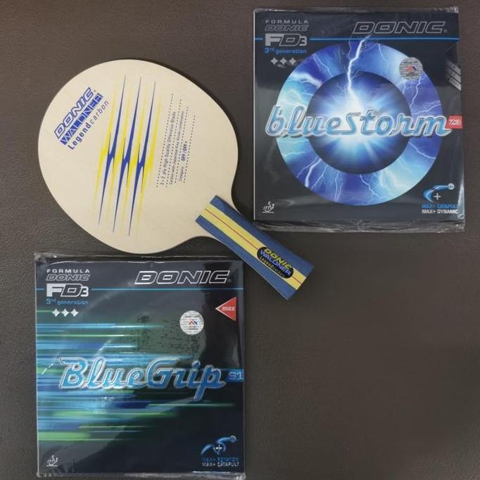 TERMURAH - Bat Donic Waldner Legend Carbon kombinasi karet Donic terbaik Set