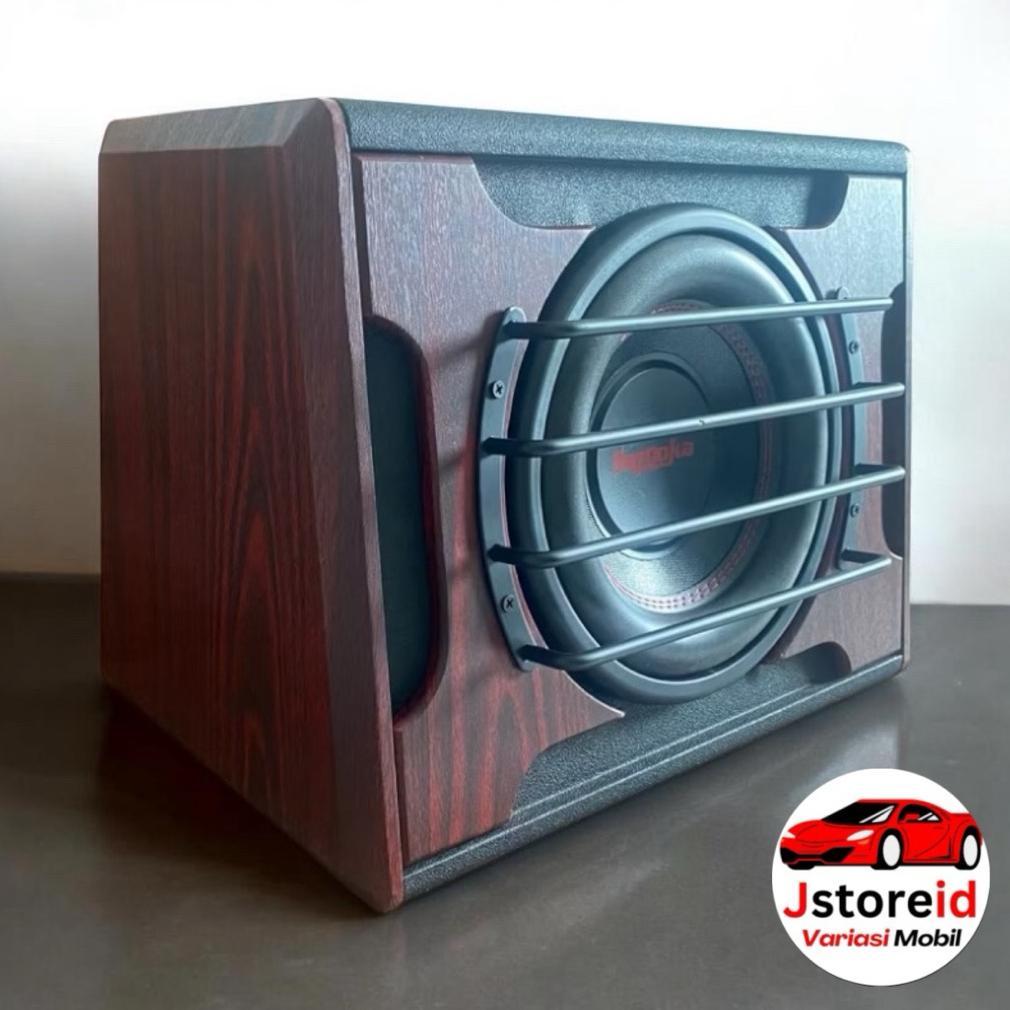 Basstube / Subwoofer Aktif 10 Inch Bazooka Motif Kayu Port | Bass Mobil Super Kuat & Jernih | GARANS