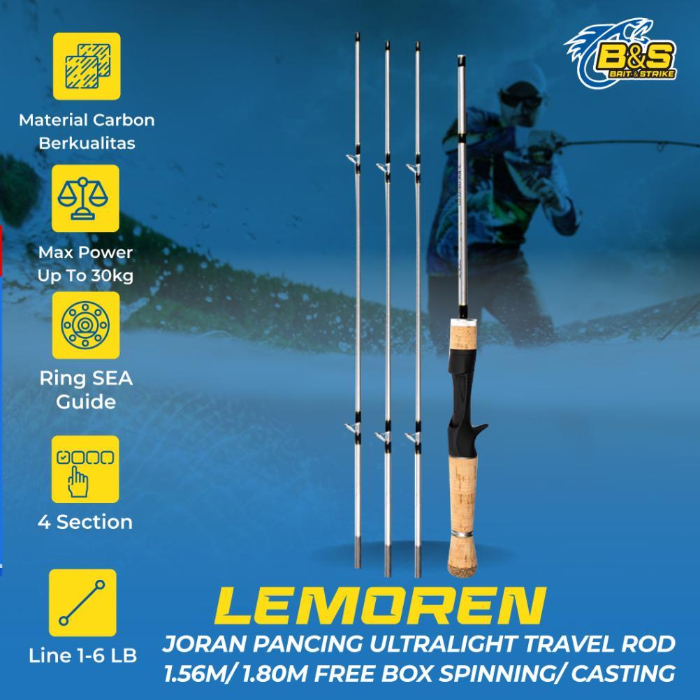 Joran Pancing Ultralight LEMOREN Baitha Lure 1-6lb Joran Travel Rod 1.56m/1.80m free BOX Joran type 