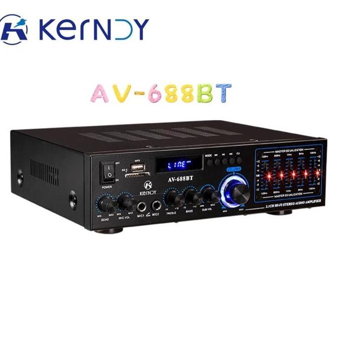 Amplifier Kerndy Bluetooth 5.3 Audio EQ AV-688BT Channel 2.1 Full Bass SUBWOFER Amplifier Karaoke Ho