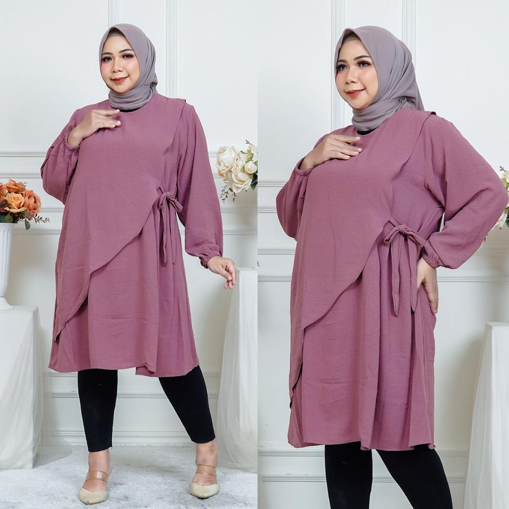ORIGINAL TUNIK JUMBO POLOS PREMIUM LD 116, 124, 134 & 144 CM | BAJU KULIAH & KERJA | RENATA TUNIK