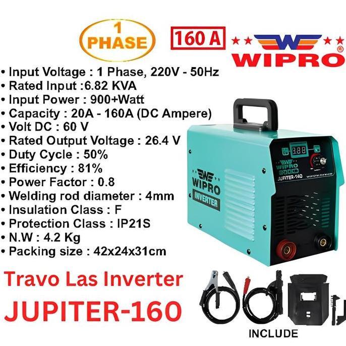 Travo Las Inverter WIPRO JUPITER-160 / Mesin Las  DC IGBT 1 Phase Inverter 160 Ampere WIPRO / Invert