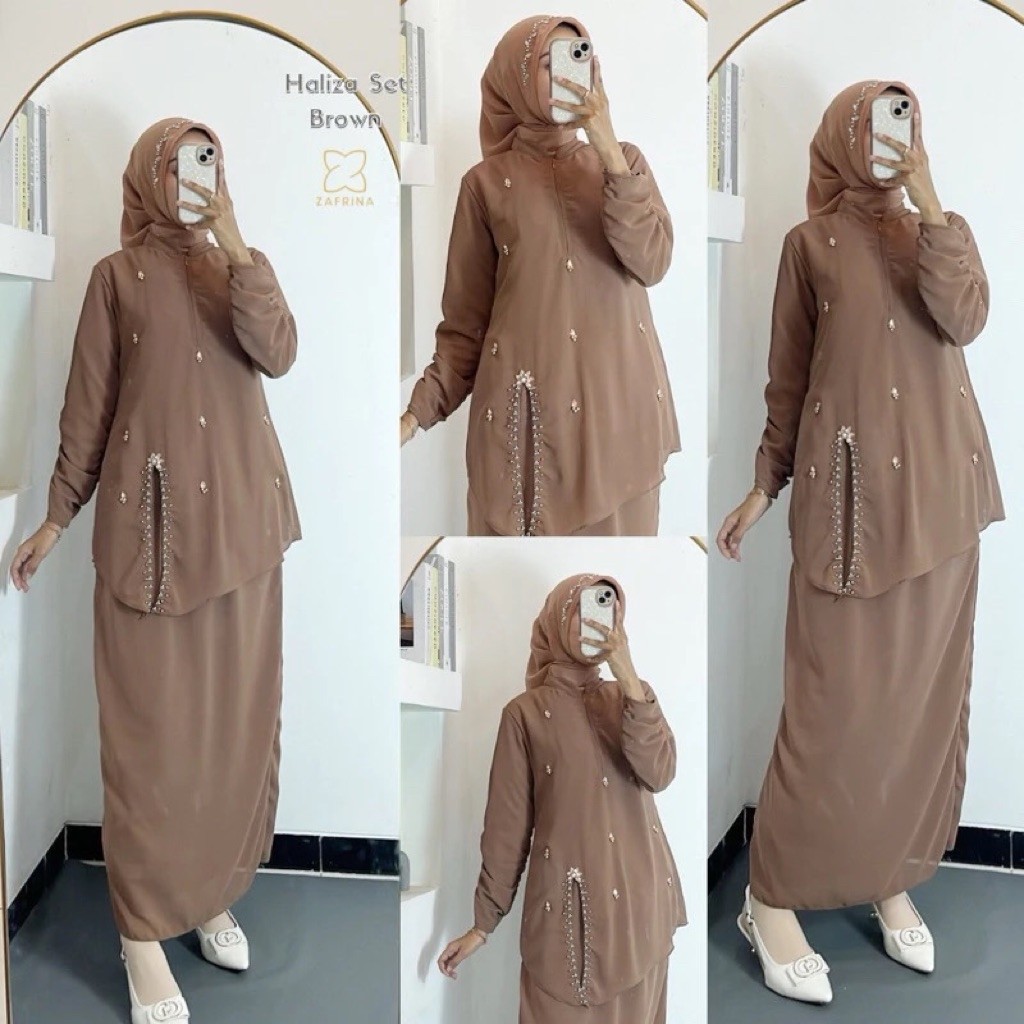 Preloved setelan zafrina haliza rok melayu / lebaran / kondangan payet ceruty