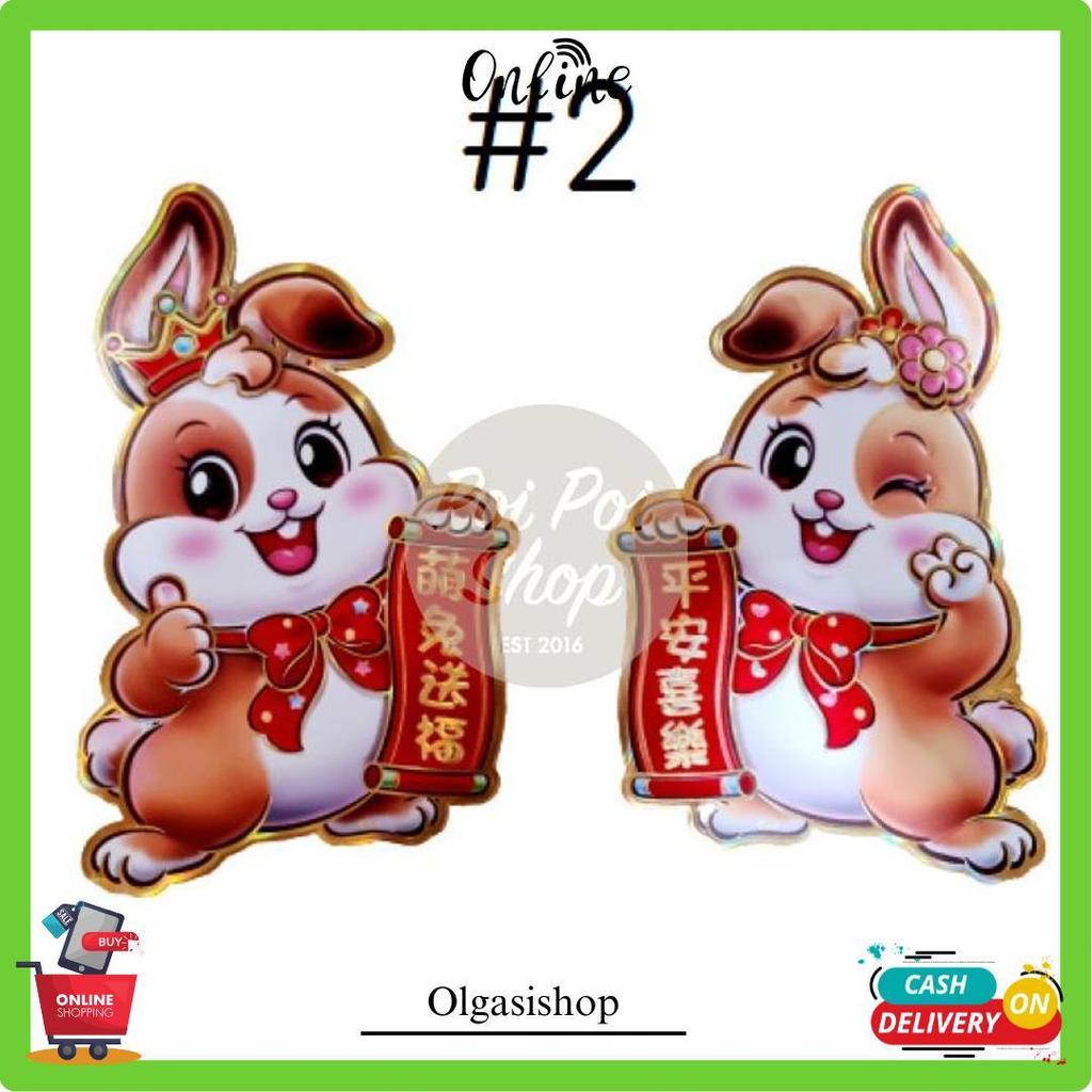 Stiker Gambar Kelinci 2023 Tempelan Fu Hoki Dekorasi Imlek Murah Grosir Ornamen Imlek Harga Grosir T