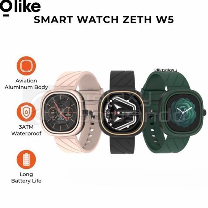 OLIKE ZETH W5 Health Monitoring Touch Screen Waterproof Smartwatch - Green Black Pink