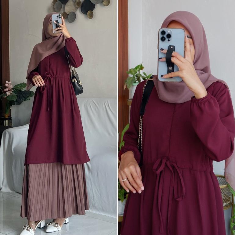 ORIGINAL TUNIK BASIC BY ZALFA OUTFIT / BAJU ATASAN WANITA MUSLIM TUNIK KERJA KULIAH BASIC POLOS WOLF