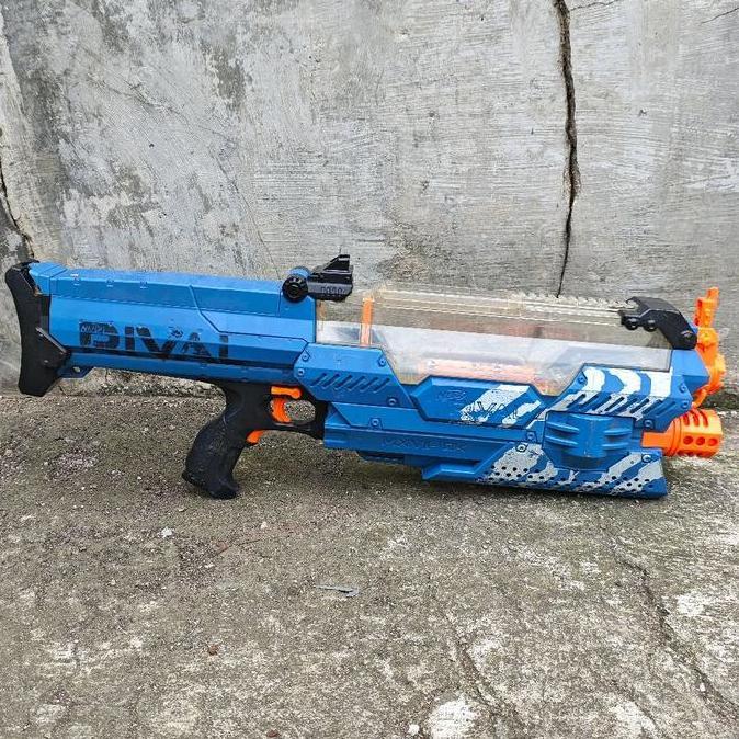 NERF RIVAL MXVII-10K NEMESIS BLUE BIRU BLASTER SOFT BULLET NORMAL MINUS TEMPAT BATERAI FG75