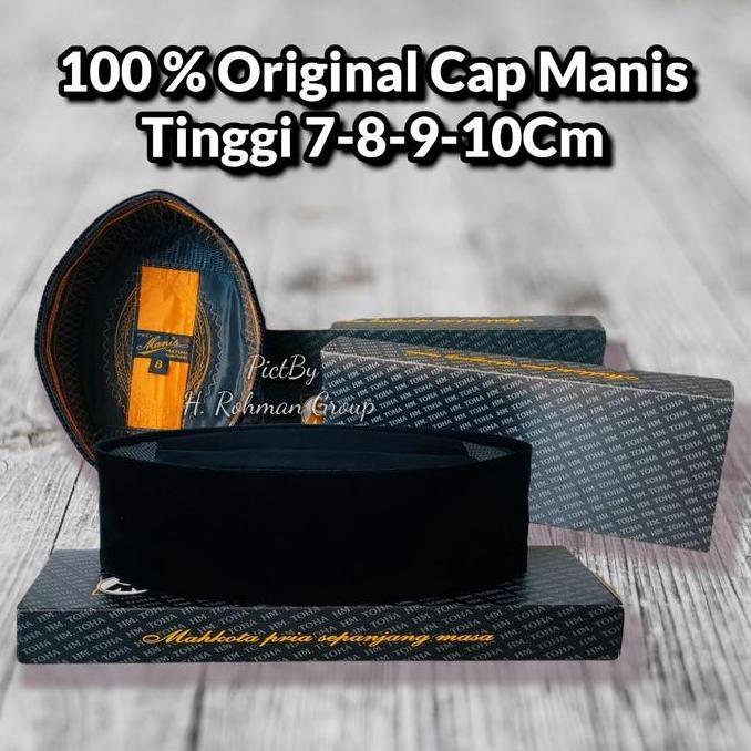 Peci Kopiah Hitam Polos AC Merk Manis Tinggi 7cm 8cm 9cm 10cm HM Toha Bandung Songkok Beludru Halus 