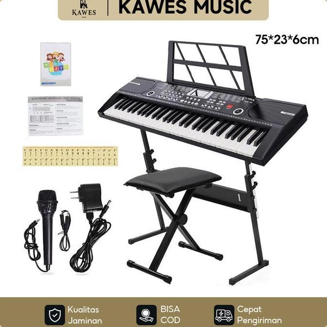 KAWES BD612 Keyboard Piano 61 Kunci Keyboard Elektronik Pemula Keyboard Musik Digital Portable Instr
