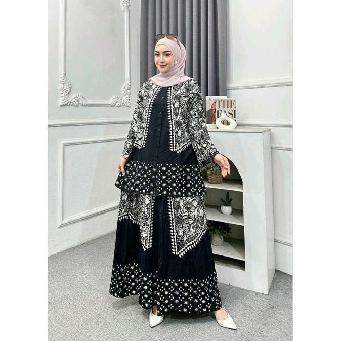 TAMPIL MODIS  One Set Rok Setelan Rok Batik Cap Twill Ori LD 115 fit to XL Nyaman Adem Fashionable B