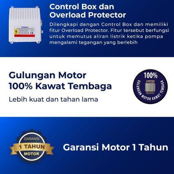 Flow- Shimizu Spg07 238 K Pompa Submersible 2 Inch 0.5 1/2 Pk Sibel Satelit Kabel + Control Box