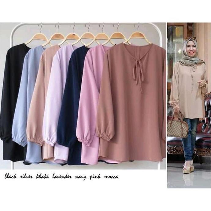 LIMITED EDITION  ATASAN WANITA CRINKLE POLOS LENGAN PANJANG 5 UKURAN M L XL XXL 3XL/BLUS WANITA JUMB