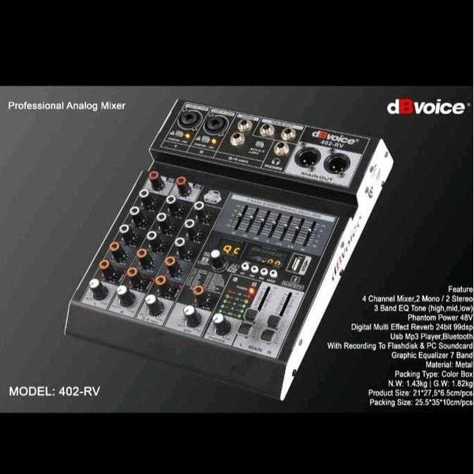 Ajuste- Mixer Dbvoice 4Rv 4 Channel Usb Bluetooth Dsp Efek Vokal