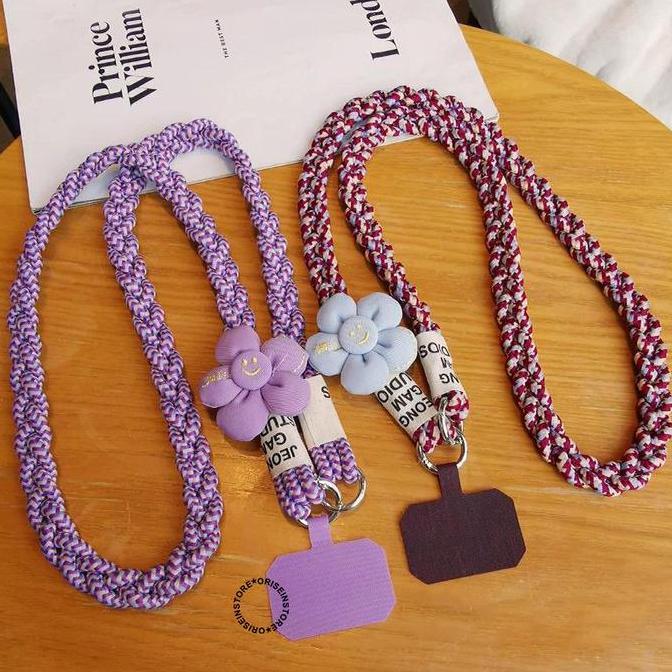 Knacks- Tali Lanyard Kepang Cross-Body Motif Flower Gantungan Handphone Universl Sm356- Sm363