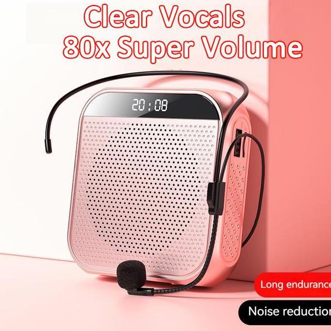 Speaker karaoke Megaphone Mini Guru Tour Guide Pidato Speaker Pinggang Dengan Kabel Audio Mic Headse