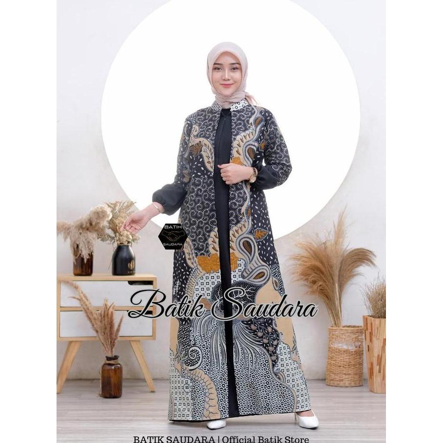 TERKINI Gamis Elegan Simple Baju Batik Katun Wanita Model Baru Batik Saudara Motif Cendrawasih TERKI