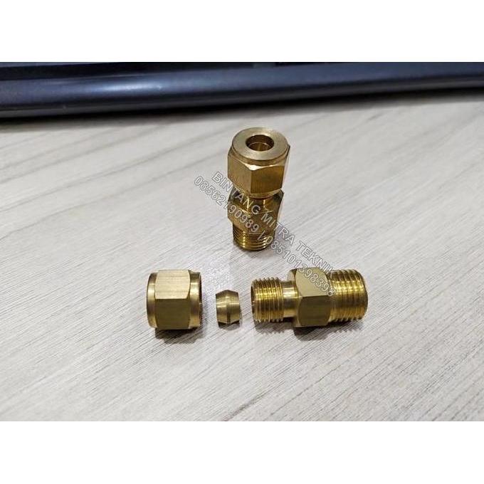 Liderado- Connector Pipa Tembaga 6Mm X 1/4" Drat Luar / Nepel Pipa Tembaga 6Mm
