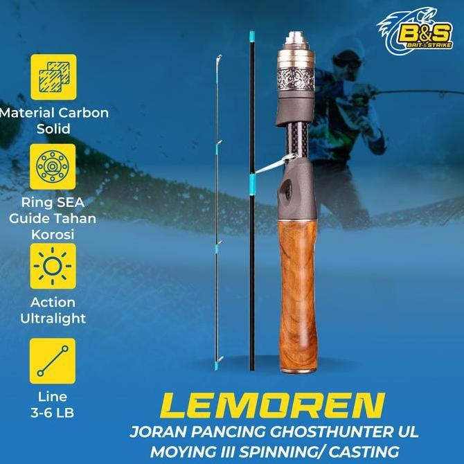 Lansungkirim- Joran Pancing Ghosthunter Lemoren Ul Moying Iii 3-6Lb Ultralht Carbon Solid Joran Spin