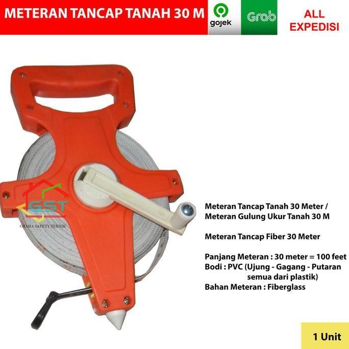 Ready meteran tancap tanah 30m / meteran gulung ukur tanah 30 meter