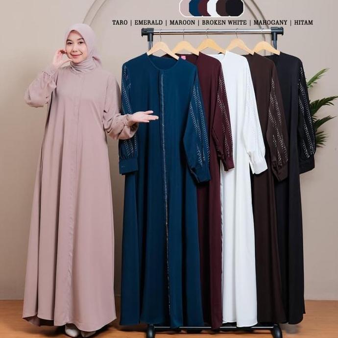 YUK CHECKOUT  Aluna Gamis Payet Swaroski Abaya Wanita Dress Elegant Mewah Simple  Dewasa YUK CHECKOU