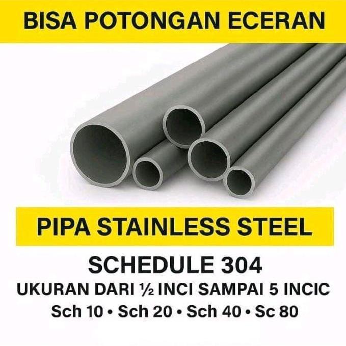 Pipa schedule 3" inch stainless sch 20 OD 89 mm tebal 4 mm (304)
