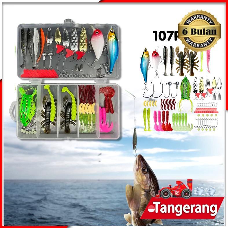 107pcs/box Umpan Pancing Ikan Set Umpan Casting Lure Fishing Bait Kit Umpan Casting