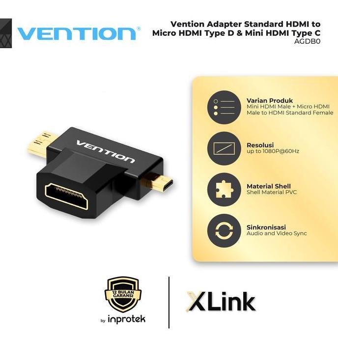 Vention Adapter Standard HDMI to Micro HDMI Type D & Mini HDMI Type C