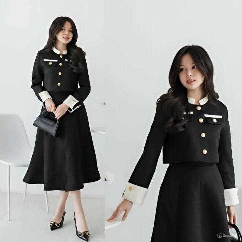 Promo Setelan Blazer Remaja Baju Dan Rok Model Korea Set Wanita One Set Polos Tebaru Elora