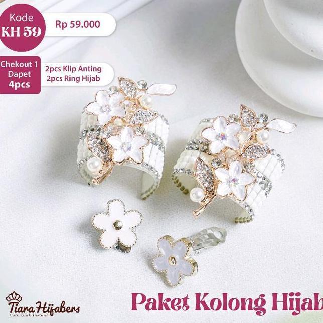 Isi 4 Kolong Hijab Lentur Viral Korea Bros Ring Mewah Multifungsi Mix Anting Jepit Earrings Emas Gol