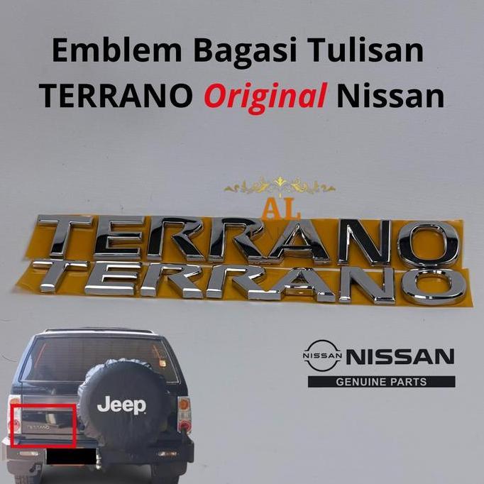 EMBLEM BAGASI TULISAN TERRANO ORIGINAL NISSAN CHROME FORSALE