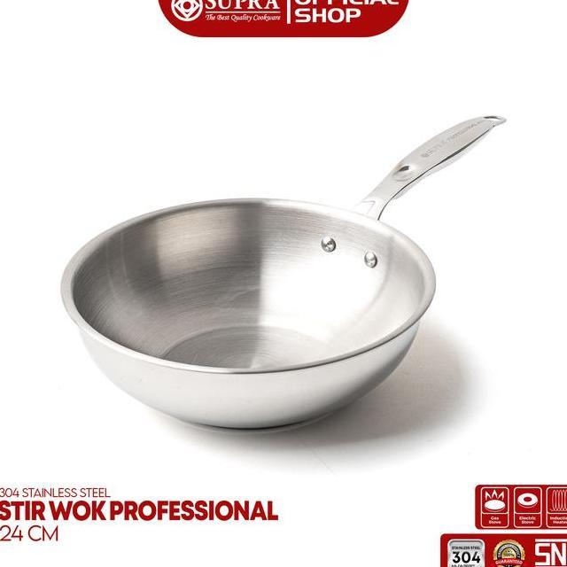 Supra Panci Stainless Steel Sus 304 Stir Wok 24 Cm Professional Series