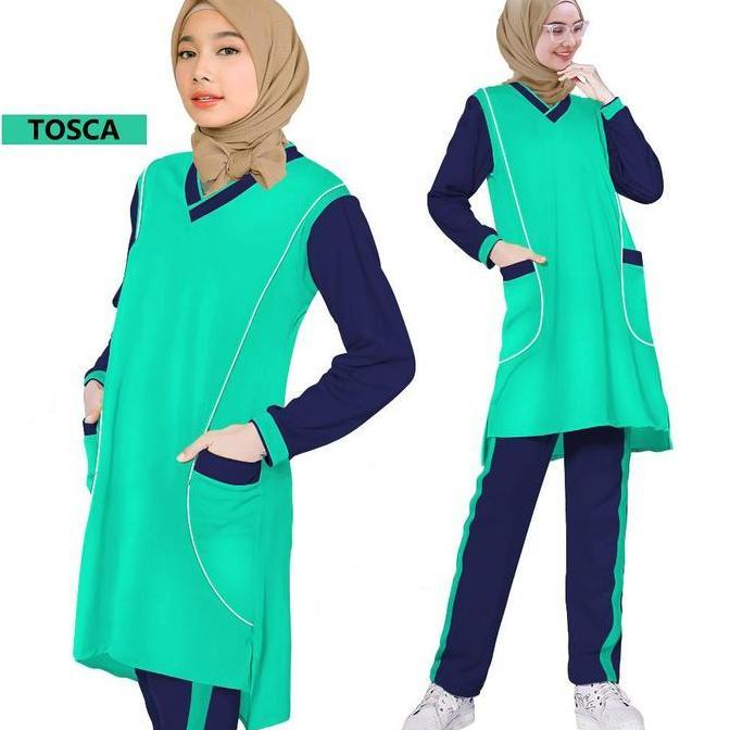 1SET STELAN BAJU SENAM MUSLIM KOMBINASI SYAR'I MUSLIMAH SPORT OLAHRAGA JOGING YOGA TENIS SEPEDA WANI