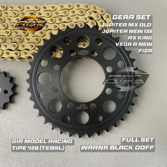 NEW GEAR GIR SET PAKET JUPITER MX 135 NEW RX KING MX OLD FIZR 38T 42T ORI