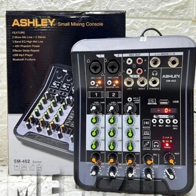 Murah Ashley Sm~402 Mini Mixer Audio Original Mixer 4 Channel ( 2 Mono + 1 Stereo )