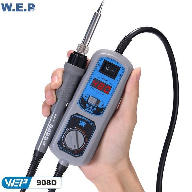 Murah Wep 908D Led Digital Display Stasiun Solder Besi Solder + Dudukan Busa