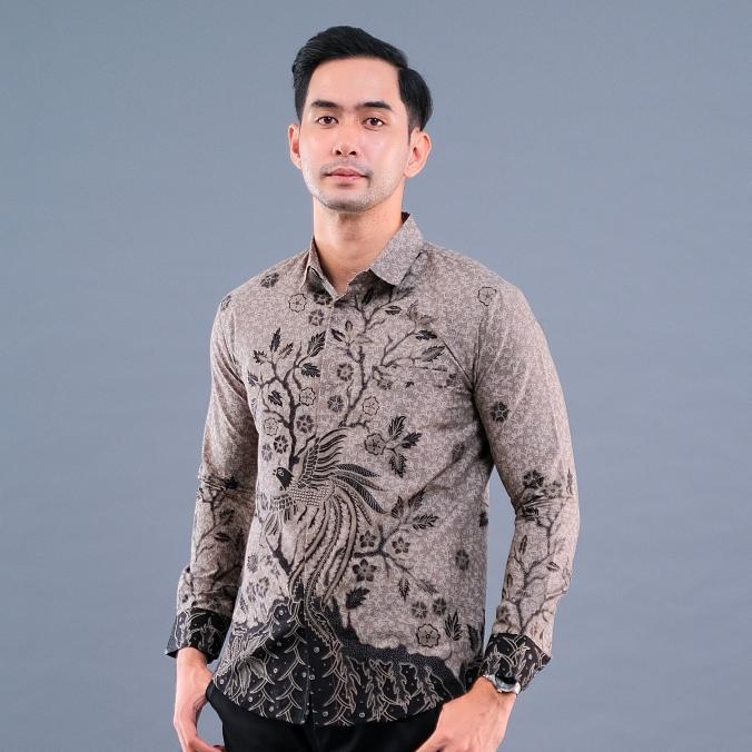 Batik Handara - Jatra Abu Hitam Kemeja Pria Furing Erro