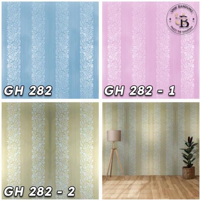 Wallpaper Sticker Dinding Ukuran 45CM x 8M GH282 Wallsticker Batik Salur Polos Embos Premium Higth Q