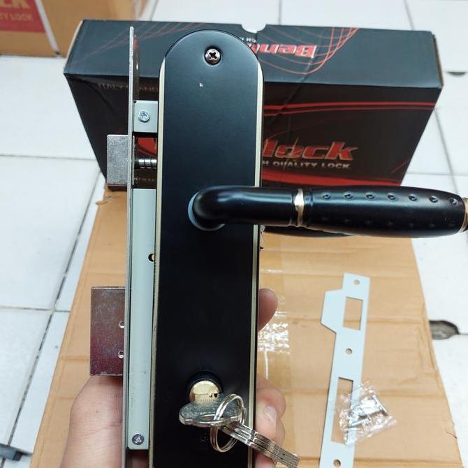 handle pintu rumah besar hitam benelock/handle pintu hitam set kunci