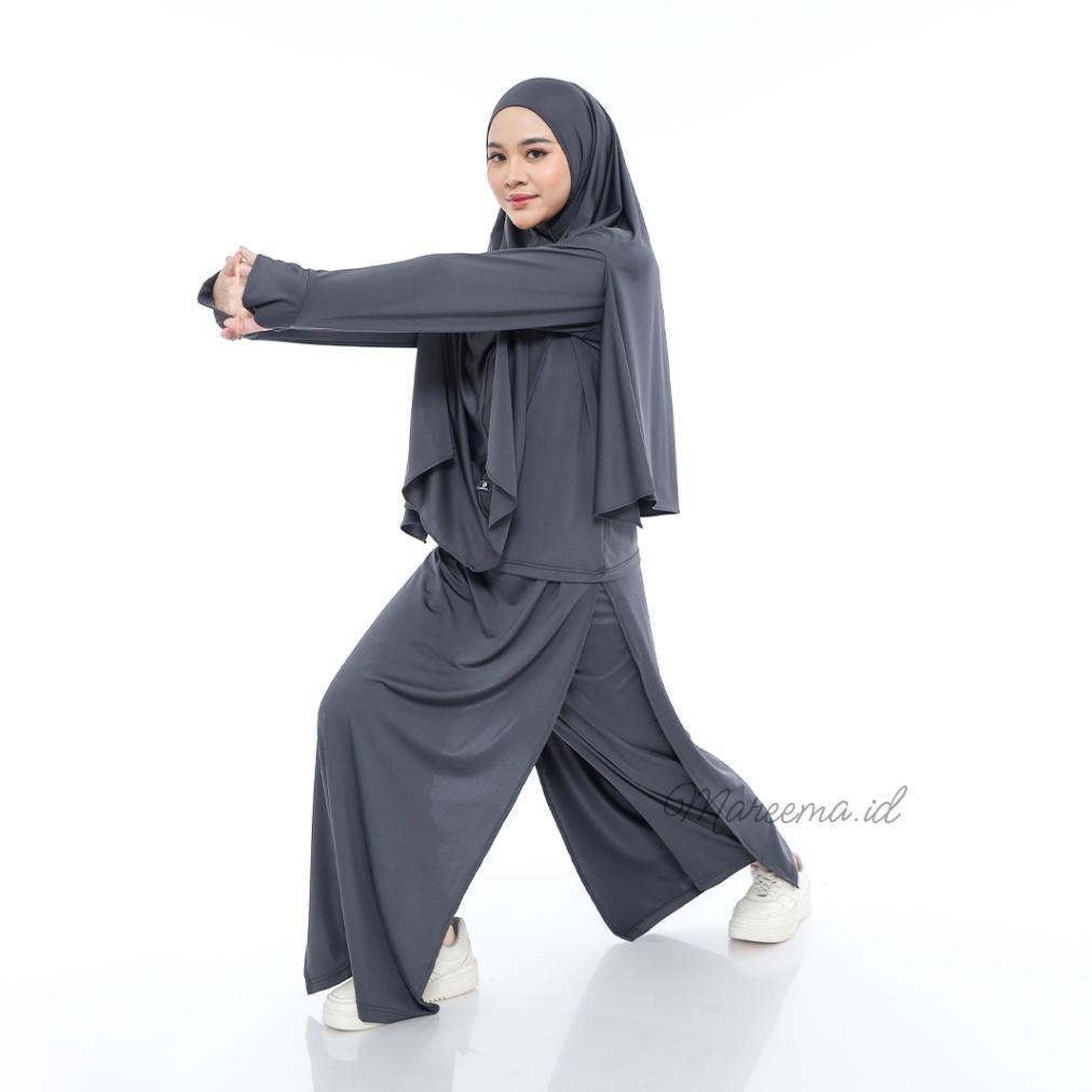 Disc Setelan Baju Olahraga Wanita Muslimah Syari Atasan Celana Hijab Sporty Lari Senam Jogging Berse