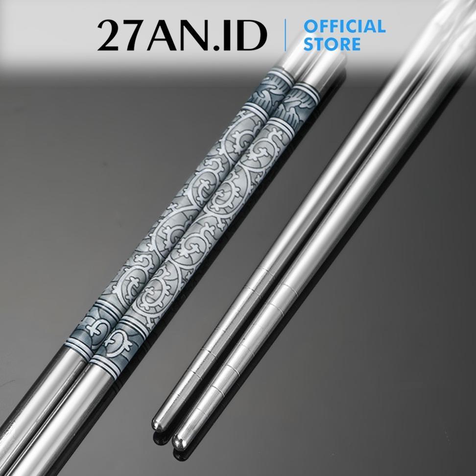 Original ( 27An.Id ) Sumpit Makan Motif H449 Stainless Korea Bulat Ukuran 22